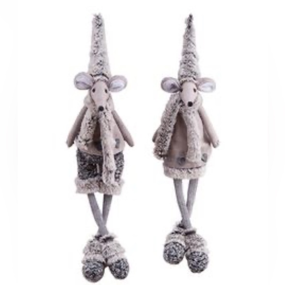 Gallerie II Dangle Leg knitted mice Figurine set of 2 NWT - Picture 3 of 4